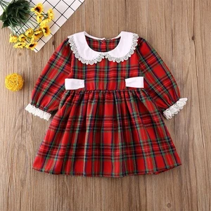 Baby Mädchen Weihnachtskleidung Schwestern Spitze Bodys Mädchen rot kariert Kleid - Bild 1 von 6
