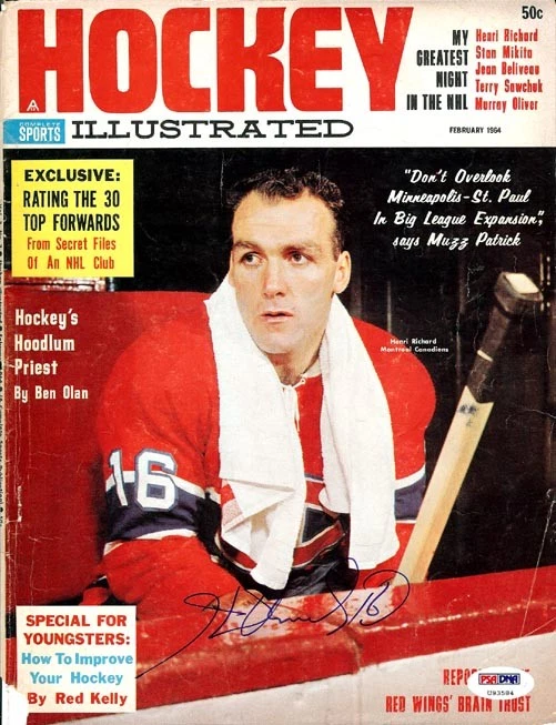 Henri Richard Signed Hockey Illustrated Magazine Cover Canadiens PSA/DNA - Image 1 of 1