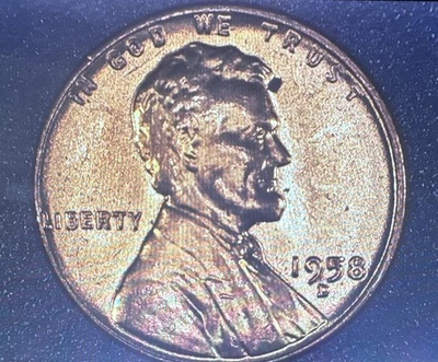 1958 D Lincoln Wheat w Errors “L” on Rim & DDO, Die Grease & DDR on Rev, UNC Red - Image 1 of 4