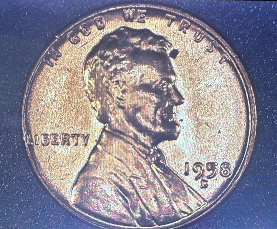 1958 D Lincoln Wheat w Errors “L” on Rim & DDO, Die Grease & DDR on Rev, UNC Red - Image 1 of 4