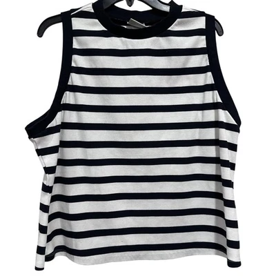 AVA & VIV Shirt Plus 2X Black White Striped Sleeveless Tank Top Minimalist - Image 1 of 4
