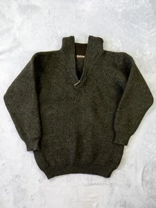 Barbour 1/4 Zip Pullover Khaki Green Men's Large Vintage Made In Scotland Wool - Picture 1 of 10