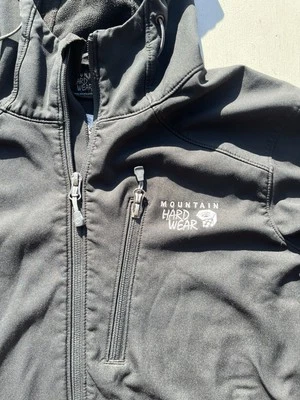 Men's Mountain Hardwear Jacket Black Full-Zip L Hood Outdoor Hike Camp Gorp Line - Image 1 of 4