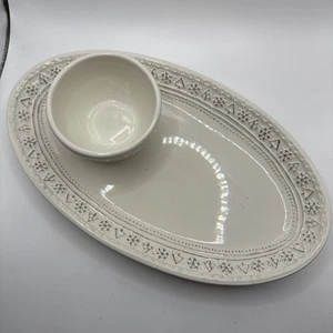 Hallmark Oval Christmas Serving Dish.And Dip Bowl Snowman And Tree's 23"X7-1/2" - Picture 1 of 4