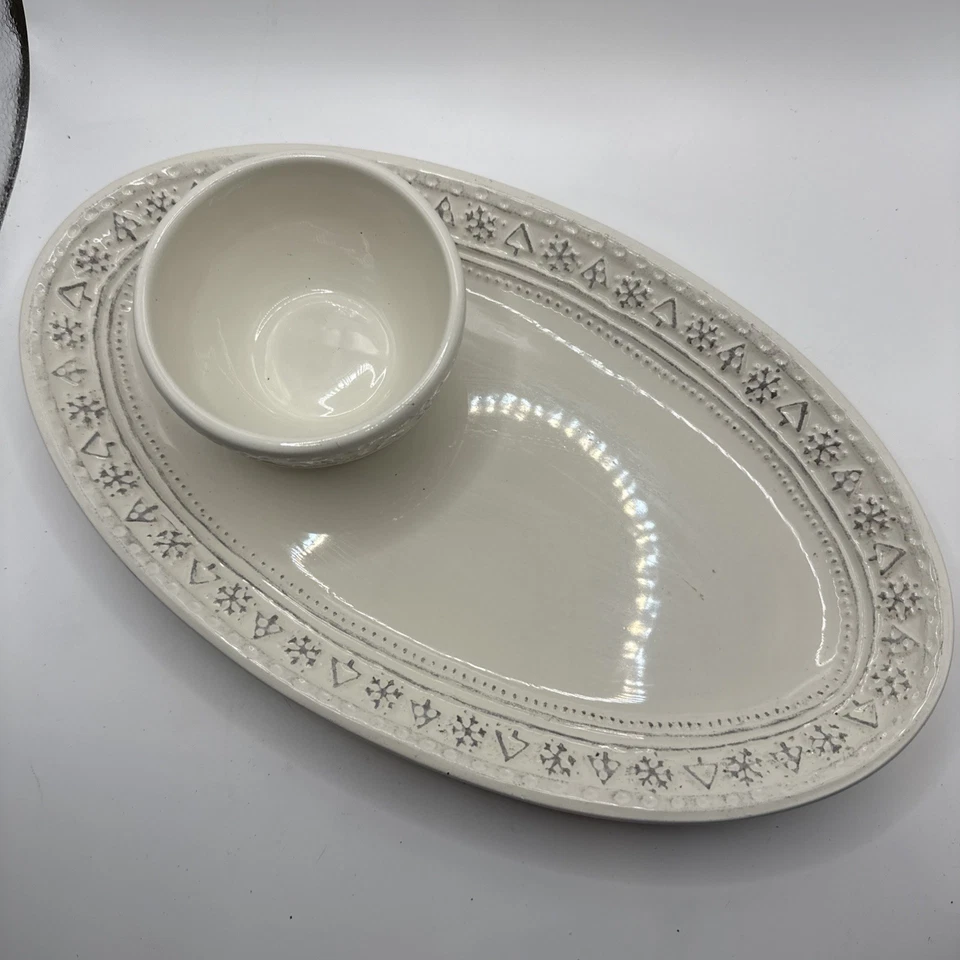 Hallmark Oval Christmas Serving Dish.And Dip Bowl Snowman And Tree's 23"X7-1/2" - Image 1 of 4