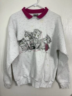 Sudadera De Colección Oneita Sport Playful Kitten Grandmacore Cuello Redondo Cuello Foto 1 de 4