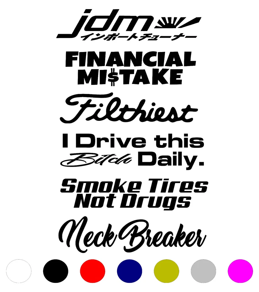 STICKER DECAL 6 PACK LOT TUNER TURBO DOMO DRIFT LOW FUNNY EURO JDM BOOST  - Image 1 of 3