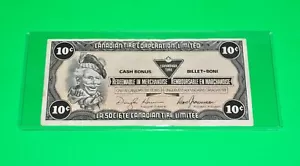 1987 CANADIAN TIRE STORE MONEY TEN CENT NOTE 10 CENTS SERIAL # B07762979 - Picture 1 of 2