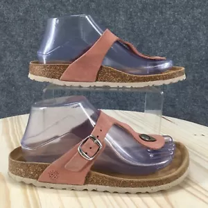 Yokono Sandals Womens 38 Flip Flop Thong Pink Leather Casual Toe Post Buckle - Picture 1 of 15