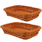 2 Pcs Rattan Fruit Basket Countertop Storage Bins Food Containers Bread