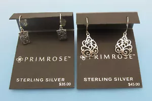 Primrose Sterling Silver 925 Scrolling Dangle Pierced Earrings Lot of 2 New - Picture 1 of 5