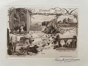 Grabado antiguo 1890; vistas en Cornualles/tarjeta de Navidad de Frank McFadden - Imagen 1 de 2