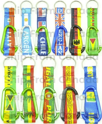 High Quality Country Flag Mini Lanyards with big Steel Ring - 7.6" Tall - New Cover