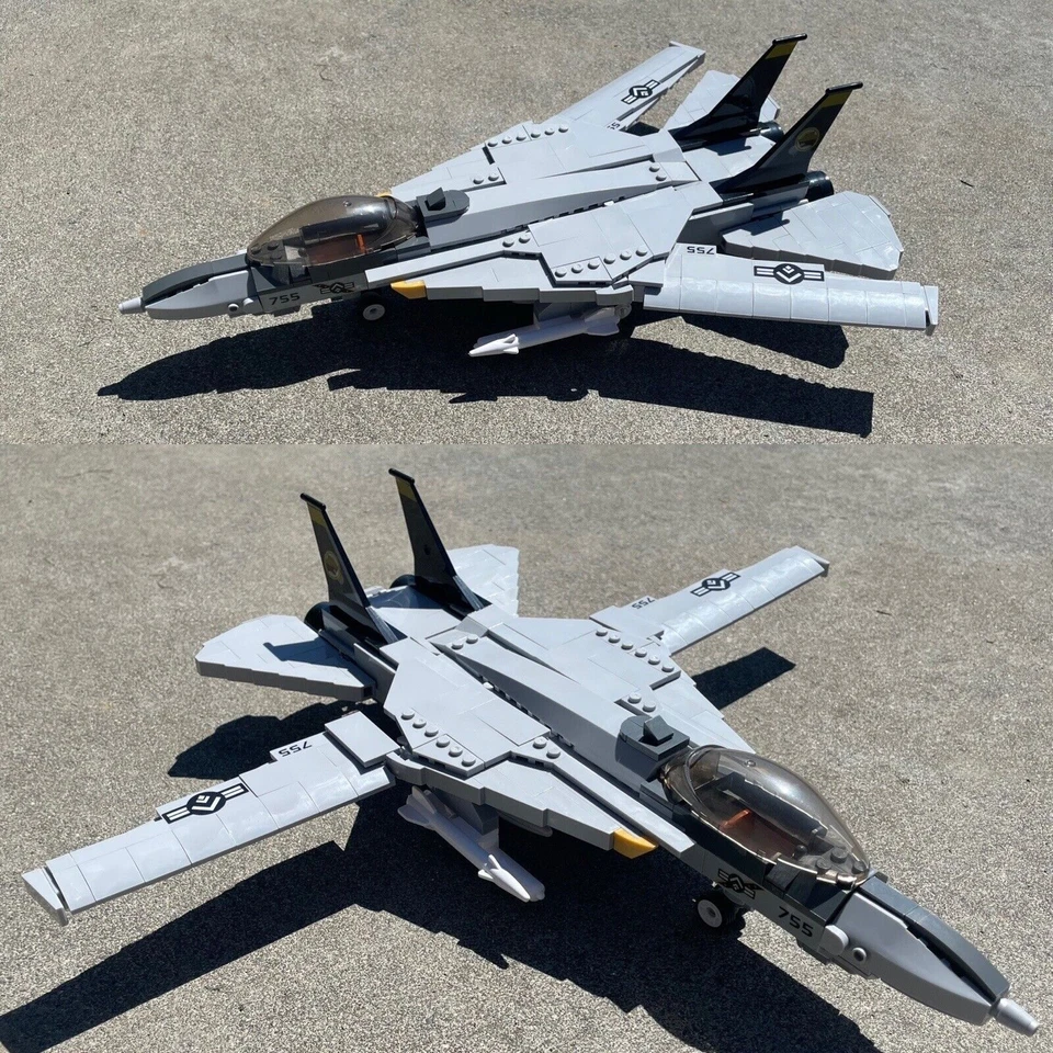 Military MOC F14D US Fighter Jet Aircraft Building Blocks Bricks Model Kids Toys - Image 1 of 4