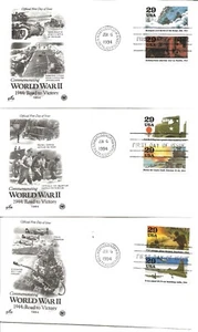 US Scott #2838A-J, First Day Covers 6/6/94 USS Normandy Pairs World War II - Picture 1 of 2