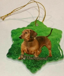 Dacshund Dog Porcelain Star Shaped Christmas Ornament New  - Picture 1 of 1