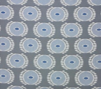 SOMBRILLA IKAT OJOS AZUL GRIS EXTERIOR INTERIOR TELA JACQUARD 8 YARDAS 54"W Foto 1 de 4