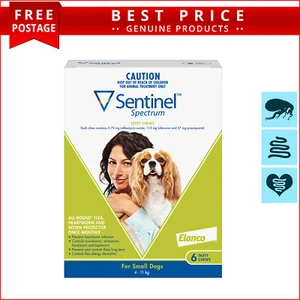 SENTINEL Spectrum GREEN Flea Heartworm Control 6 Doses for Dogs 4 to 11 Kg - Picture 1 of 2
