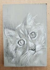 ACEO Drawing Animal Figure Cat Graphite Pencil ORIGINAL Art by torreale
