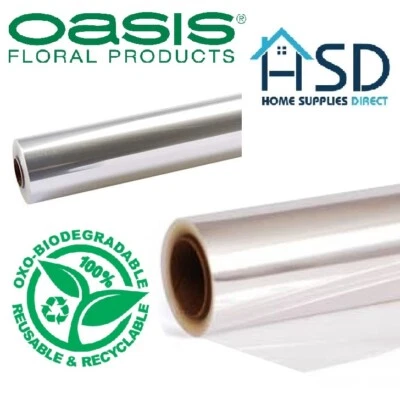 OASIS 80cm Wide Clear Biodegradable Cellophane Roll 40 Micron Florist Wrap Gift Film