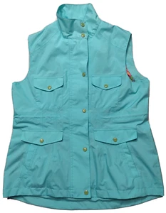 PETER MILLAR ELEMENT WATER Women Medium Aqua Blue Zip Up Snap Button Vest - Picture 1 of 19