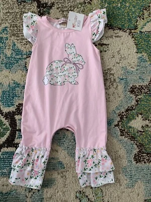 精品 女孩 婴儿 兔子 连衫裤 复活节 春天 全新 尺寸 6-12M 三叶草小屋 — 第 1/4 张图片