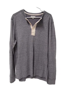 J.Crew Mens Shirt L Heathered Henley Grey Knit Goods T-Shirt Tee Long Sleeve - Picture 1 of 6