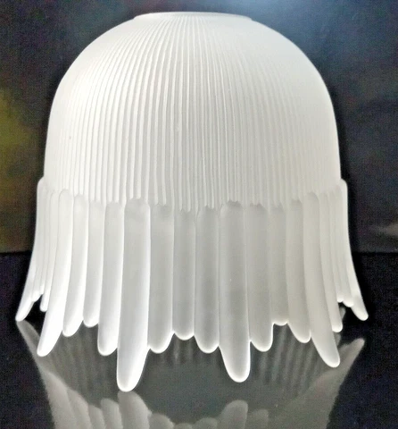 Glass Lamp Shade Ribbed Frosted Waterfall Edge 6" tall Cover