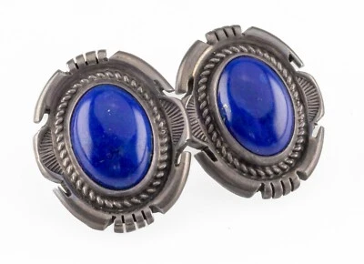 Navajo Artista Jon McCray Imhss Blu Lapislazzuli Argento Orecchini 27mm Alto - Immagine 1 di 4