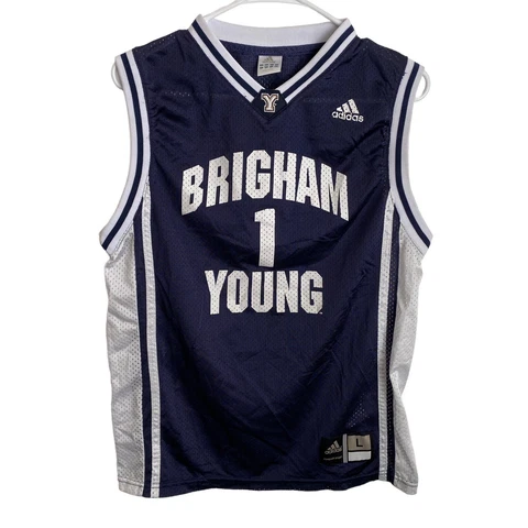 BYU Adidas Basketball Jersey #1 Youth Size L 14-16 Navy Brigham Young Cover