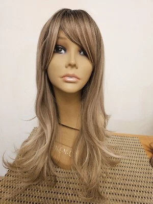 NUEVA PELUCA DE PELO LISO RUBIO SUCIO FLEQUILLO LARGO EN CAPAS PARA MUJER  Foto 1 de 4