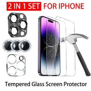 2X empered Glass+Camera Lens Protector For iPhone 16 15 14 13 12 11 Pro Max Plus - Picture 1 of 11