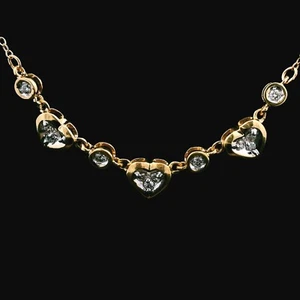 Colgante y collar de diamantes de oro amarillo de 14 quilates de 0,17 quilates - 3,10 g - Imagen 1 de 7