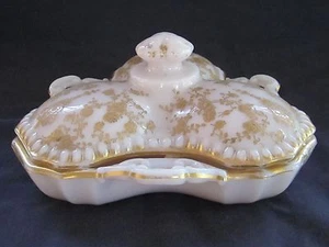 Cambridge Rose Point Crown Tuscan 3-part Candy with Gold Trim - Picture 1 of 1