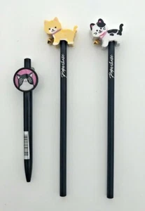 2 x Paperchase Cat Eraser Pencils + Cat Clip Pen Set Kids School Stationery Set - Picture 1 of 5
