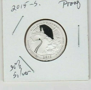 2015 S PROOF Blue Ridge Parkway 90% argento ATB QUARTER N Carolina BASSA coniazione A - Foto 1 di 3