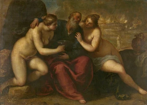 Lot and His Daughters by Jacopo Palma 75cm x 53.5cm Canvas Print - Picture 1 of 1