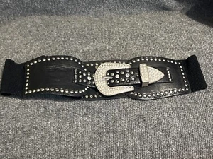 Woman’s Western Belt Rhinestone Cross Elastic - Picture 1 of 8