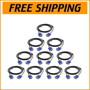 High-Quality 15 Pin VGA Male-Male Cable 6 Feet - 10 Pack for Optimal Display - Picture 1 of 9