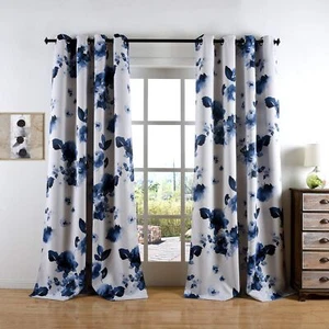 Taisier Home Blue White Floral Curtains for Living Room Bedroom 108 inch Ink ... - Picture 1 of 9