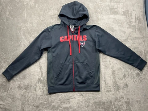 Washington Capitals Sweatshirt Men's Medium Gray Full Zip Hoodie NHL Logo Cover