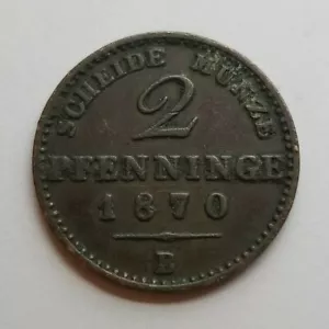 German State 1870B 2 Pfennig KM481 VF+ - Picture 1 of 2