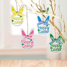 12x Easter Bunny Hanging Ornaments Wooden Slices for Door