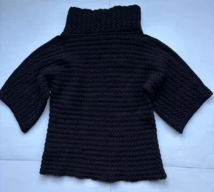 db Life Dana Buchman Thick 100% Wool Black Cowl Neck Sweater S/M - Picture 1 of 10