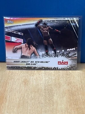 2019 Topps WWE Summerslam #85 Bobby Lashley def. Seth Rollins and Elias Raw - Image 1 of 2
