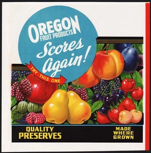 Vintage sign OREGON FRUIT PRODUCTS Quality Preserves fruit pictured excellent++ - Picture 1 of 3