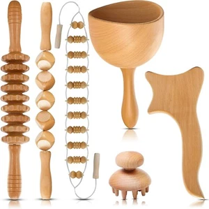 Bamboo 6-Piece Wood Massage Therapy Tool Set - Relaxation and Pain Relief Kit - Picture 1 of 8