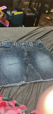 Vintage Venus Girl Trap Denim Mini Skirt Raw Hem Y2K 90s Juniors Size 5 - Image 1 of 3
