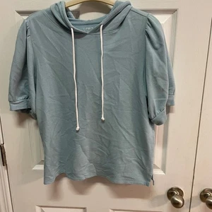 LOFT Outlet Felpa con Cappuccio Donna Blu Manica a Sbuffo Top Pullover Felpa M - Foto 1 di 7