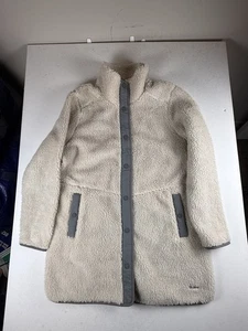 L.L. Bean Womens Bean's Sherpa Fleece Long Coat Size XL Beige Outdoor Gorpcore - Picture 1 of 8